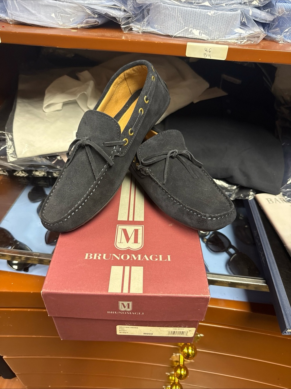 Bruno Magli Black Suede Moc Toe Driving Loafers